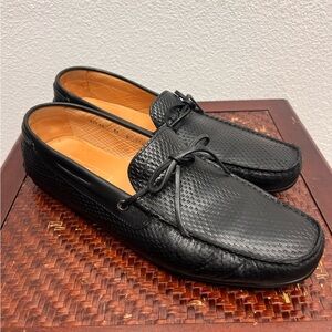 Santoni Toft Textured Calfskin Twist Tie Driving Loafers Size 11.5